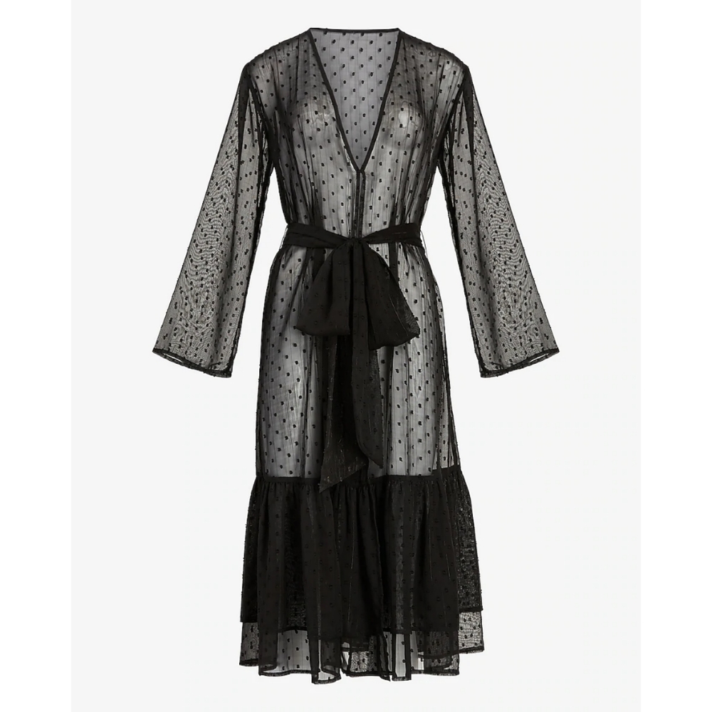 Express Sheer Swiss Dot Kimono Cover-Up L/XL NWT - Picture 4 of 16